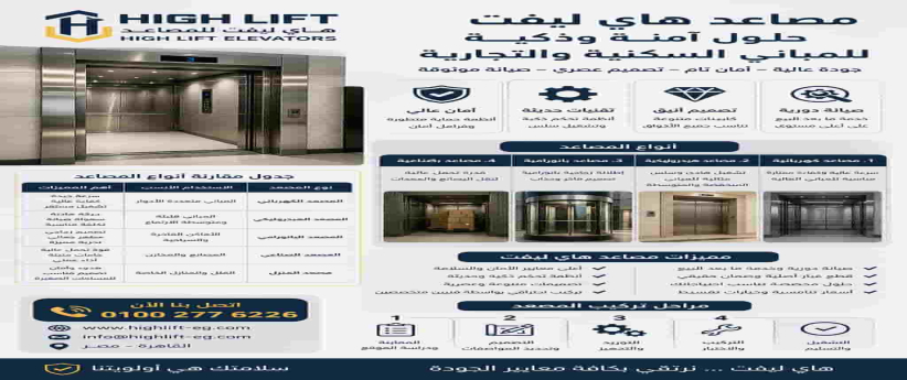 مصاعد هاي ليفت | أمان متطور وتركيب احترافي بسعر يناسبك