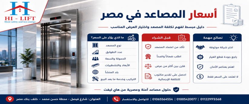 اسعار  المصاعد فى مصر و الاسانسير فى مصر 2025